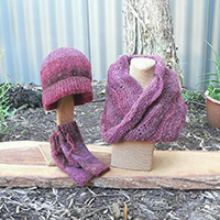 Infinity Cowl Beanie and Mittens Set